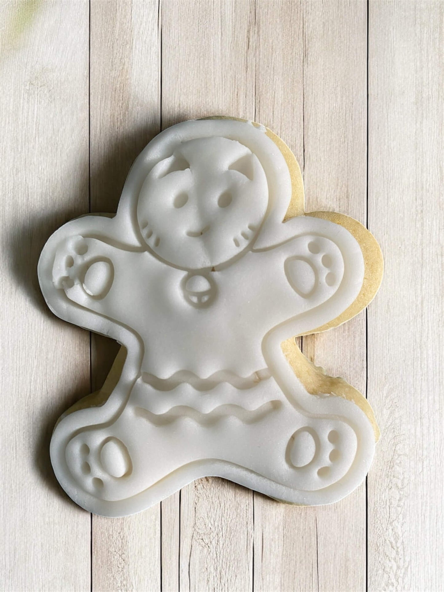 Child in Bear Suit Paint Your Own Cookie – gingerbread child-shaped iced biscuit in bear outfit with edible paint palette and brush, fun and creative kids’ baking activity or holiday party treat.