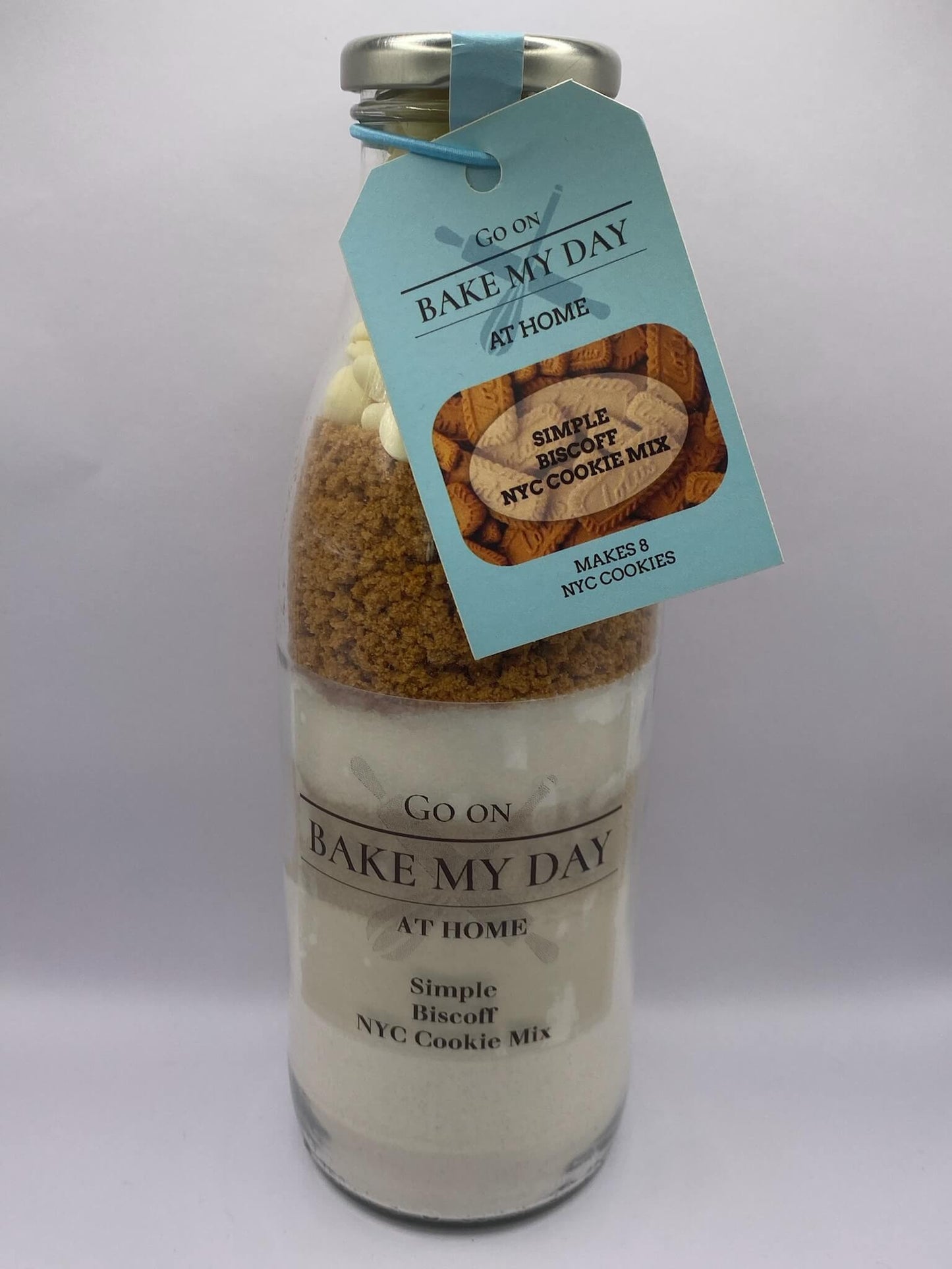 Bake My Day Biscoff Wholesale Cookie Baking Mix – bottled mix for retailers, easy bake-at-home Biscoff cookie mix, ideal for shops, online stores, and gift packs.