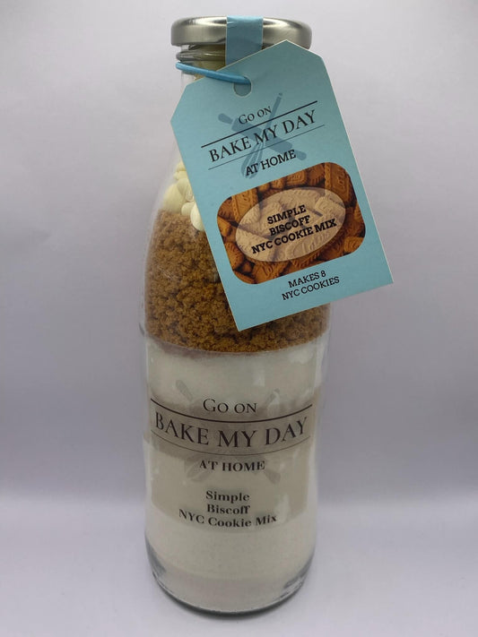 Biscoff Cookie Mix Bottle – bake-at-home jar kit UK with pre-measured ingredients for soft, chewy homemade Biscoff cookies