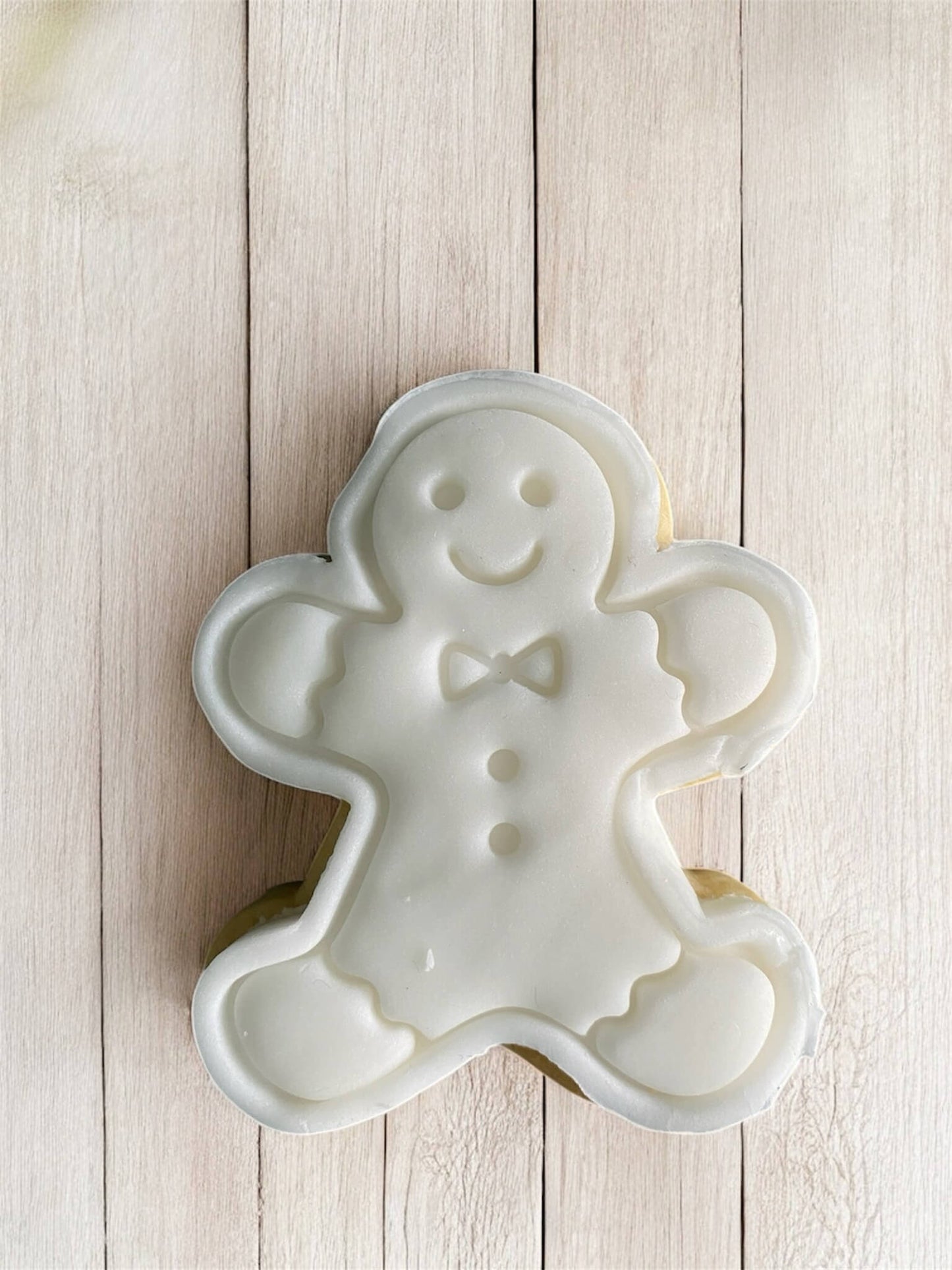 Bow Tie Man Paint Your Own Cookie – gingerbread man-shaped iced biscuit with bow tie with edible paint palette and brush, fun and creative kids’ baking activity or holiday party treat.