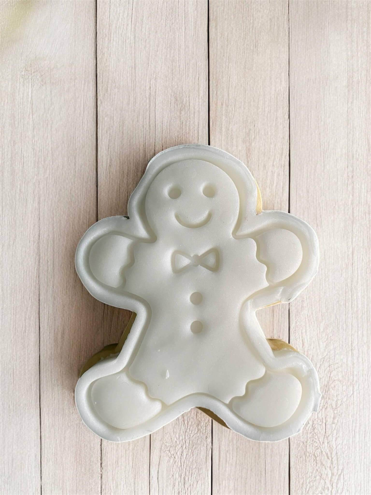 Bow Tie Man Paint Your Own Cookie – gingerbread man-shaped iced biscuit with bow tie with edible paint palette and brush, fun and creative kids’ baking activity or holiday party treat.