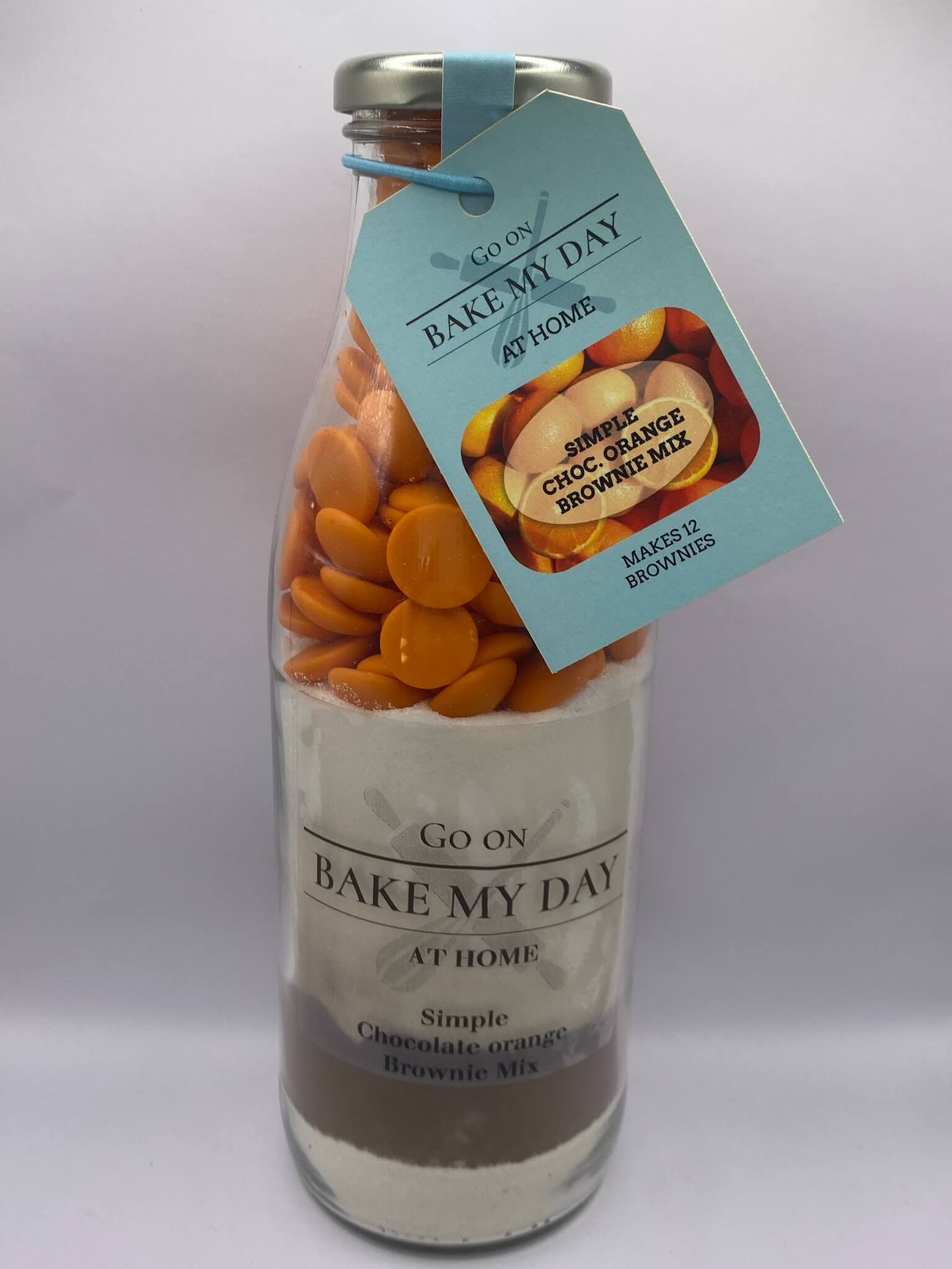 Bake My Day Chocolate Orange Wholesale Brownie Baking Mix – bottled mix for retailers, easy bake-at-home chocolate orange brownie mix, perfect for stores, online sales, and gift packs.