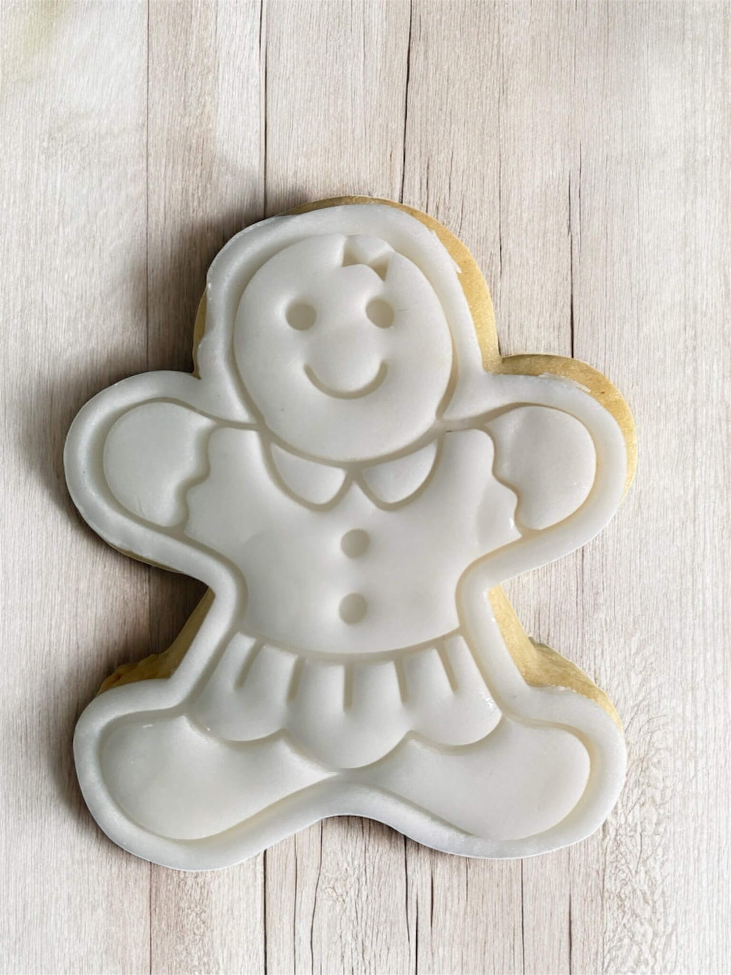 Lady in Dress Paint Your Own Cookie – gingerbread woman-shaped iced biscuit in dress with edible paint palette and brush, creative kids’ baking activity or holiday party treat.