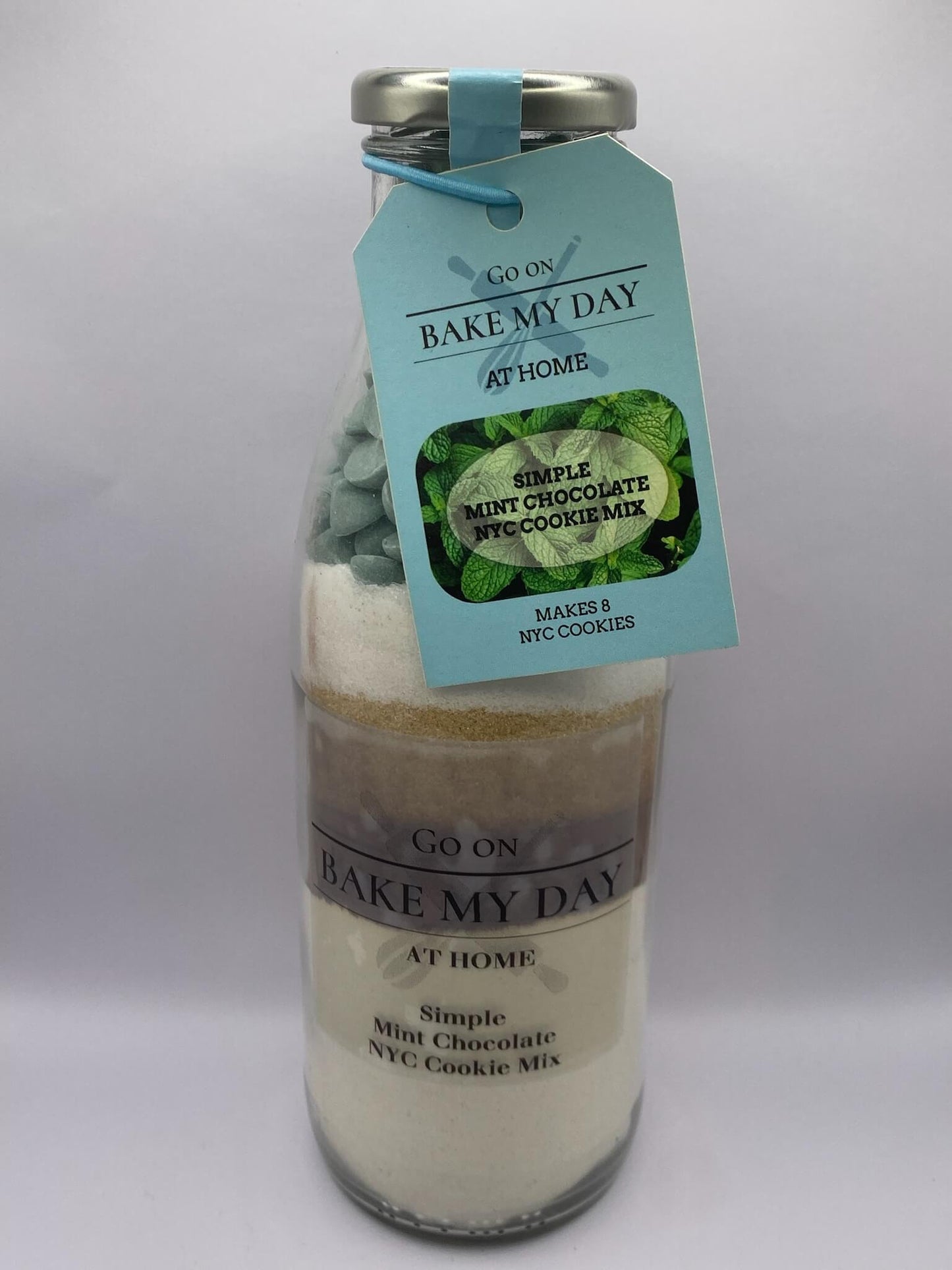 Bake My Day Mint Chocolate Wholesale Cookie Baking Mix – bottled mix for retailers, easy bake-at-home mint chocolate cookie mix, ideal for shops, online stores, and gift packs.