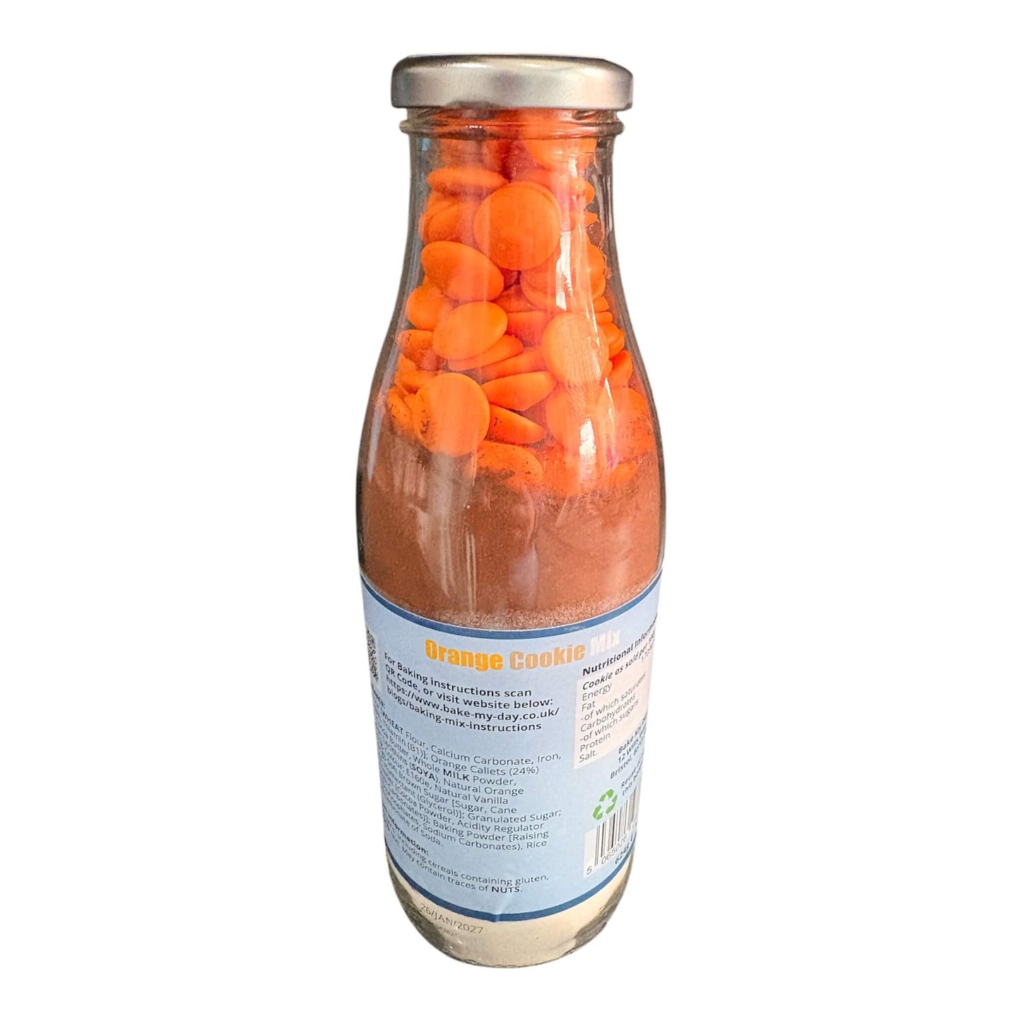 Chocolate Orange Cookie Mix Bottle – bake-at-home jar kit UK with pre-measured ingredients for soft, chewy homemade chocolate orange cookies