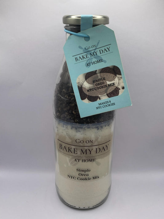 Oreo Cookie Mix Bottle – bake-at-home jar kit UK with pre-measured ingredients for soft, chewy homemade Oreo cookies