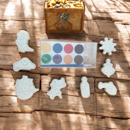 Pirate Paint Your Own Cookie Set – pirate-themed iced biscuits with edible paint palette and brush, fun and creative kids’ baking activity or party treat.