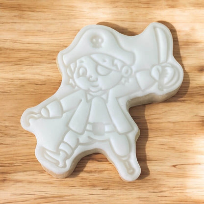 Pirate Paint Your Own Cookie – pirate-shaped iced biscuit with edible paint palette and brush, fun and creative kids’ baking activity or pirate-themed party treat.